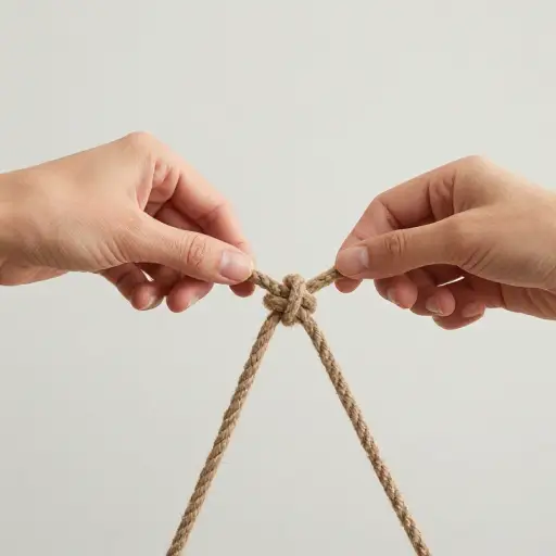 她把结系紧以防止松开。