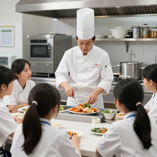 我们在烹饪学院参加了一场烹饪演示。