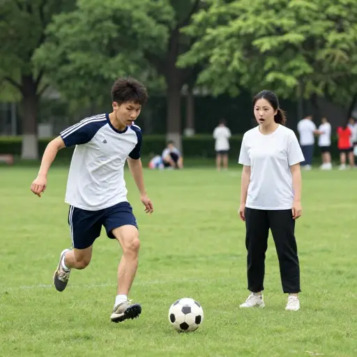 一个年轻男子追球时撞到了她。