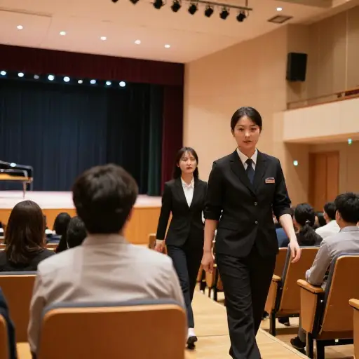 音乐会上的服务人员帮我们找到了座位。