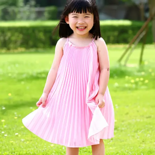她的小女儿穿着粉色连衣裙的样子简直可爱极了。