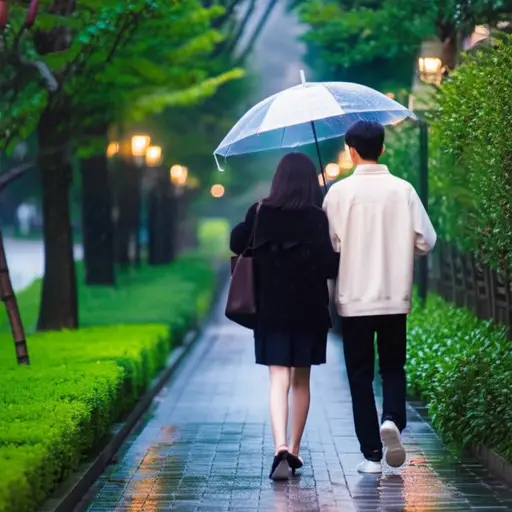 我们昨天在雨中散步了。