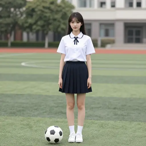 她是学校足球队的成员。