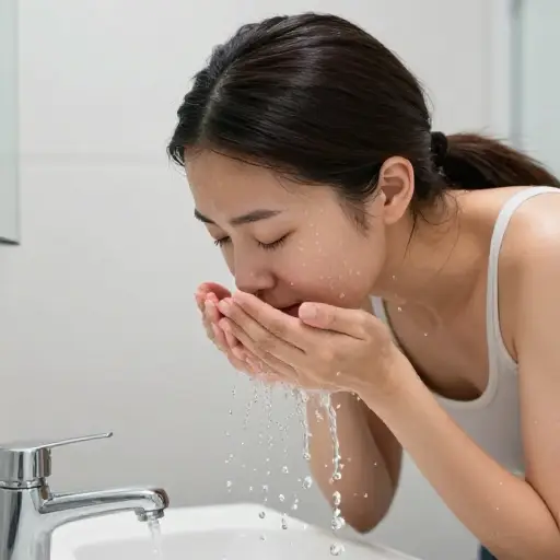 她用冷水泼了泼脸。