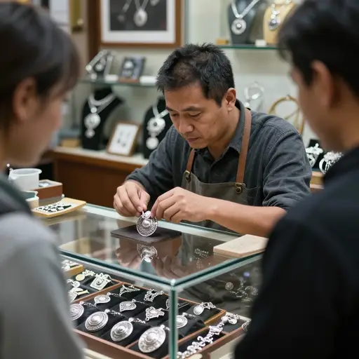 这位银匠是一位商人，专门出售精美的首饰。