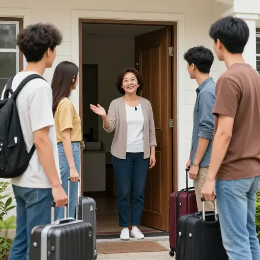 我姨妈主动提出在我的朋友们来访期间让他们住下。