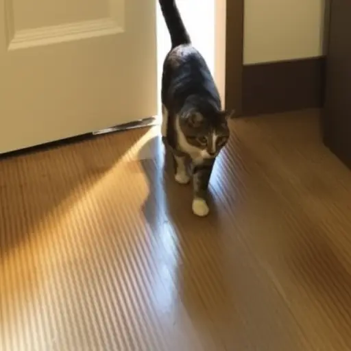 猫悄悄地侧身溜进了房间。