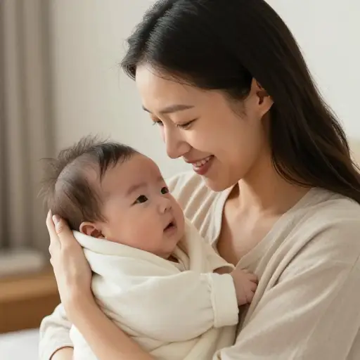 她把婴儿抱在怀里。