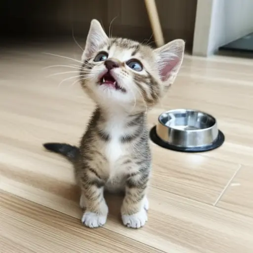 小猫饿了就会一直喵喵叫。