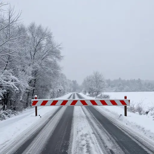 道路被封闭了，因为已经下了一整夜的大雪。