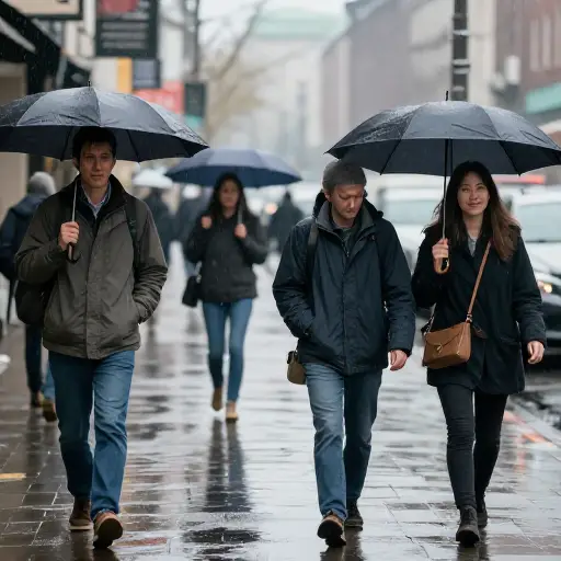 小雨没有吓跑人们。