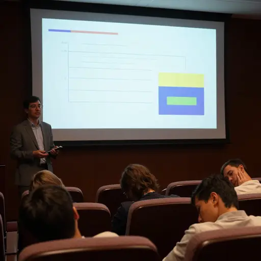 客座讲师的演示内容太过枯燥乏味，放到第二张幻灯片时一半听众已经睡着了。