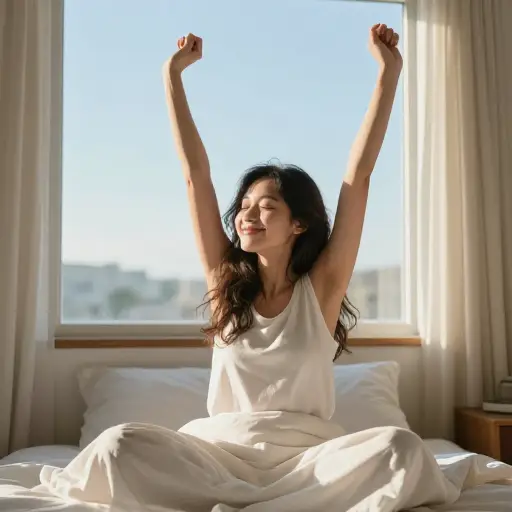 睡了一晚好觉后，她不再感到筋疲力尽。