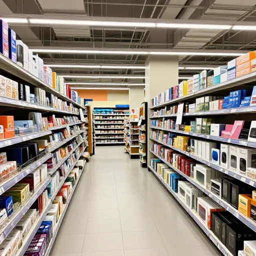 较大的商店能够储备种类繁多的商品。