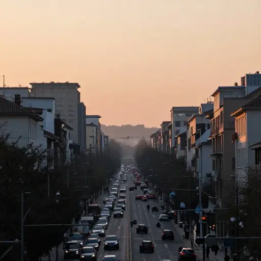 太阳刚升起，街道上就挤满了人。
