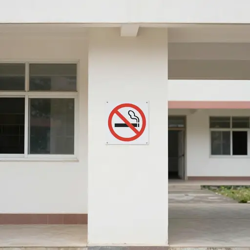 你不能在学校吸烟，这是违反规则的。
