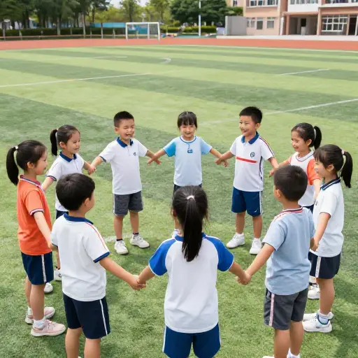 孩子们通过手拉手形成一个圆圈。