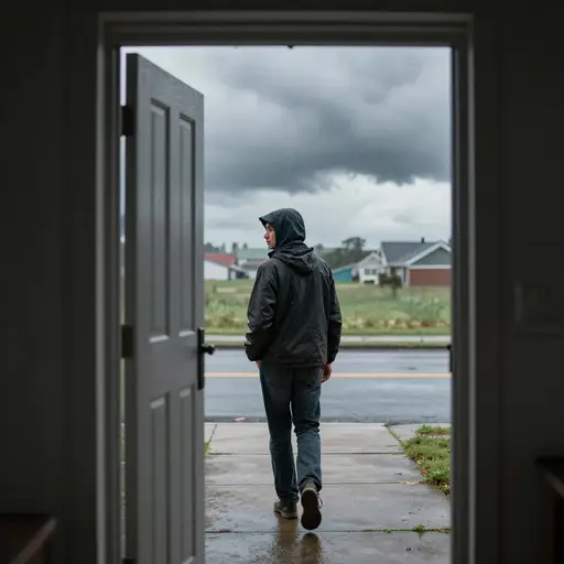 我们离开家后不久就开始下雨了。