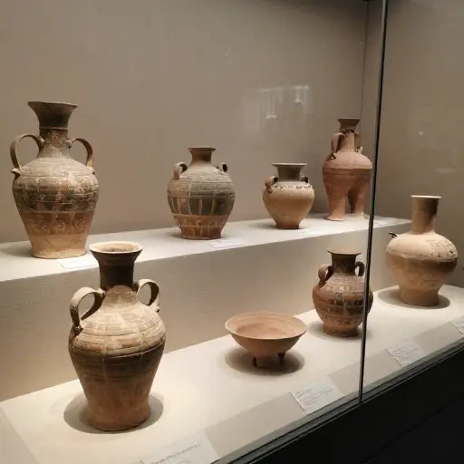 博物馆收藏了来自不同文化的古代陶器。