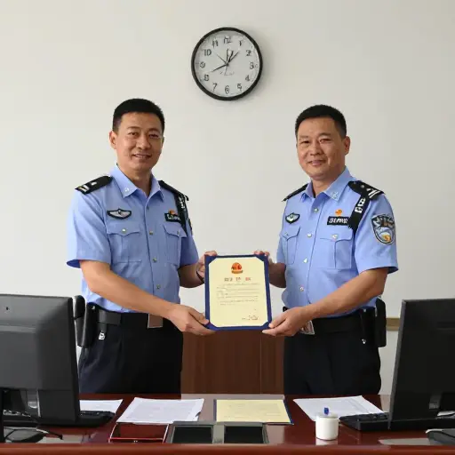 这位警官被提升为警长了。