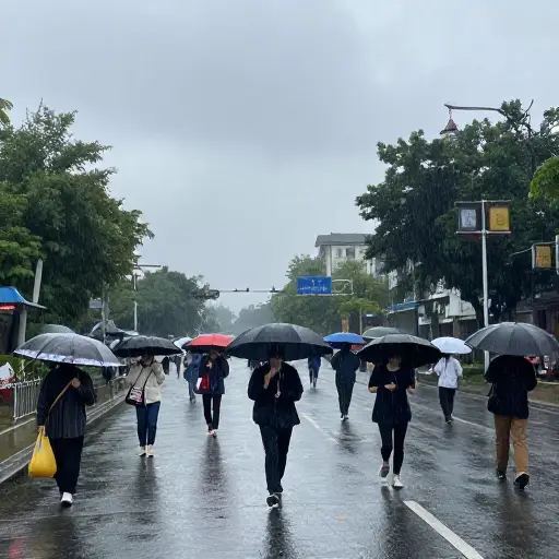 天突然下起雨来。