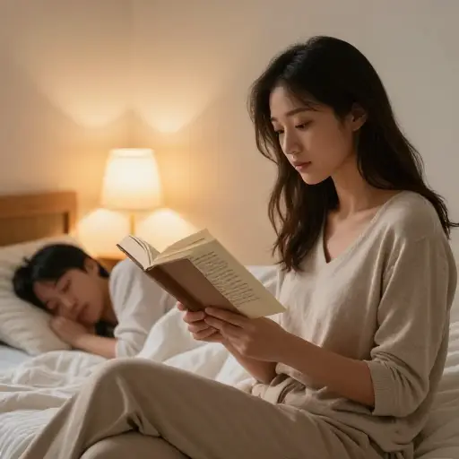 在我们睡觉前，她读了诗中的一个优美段落。