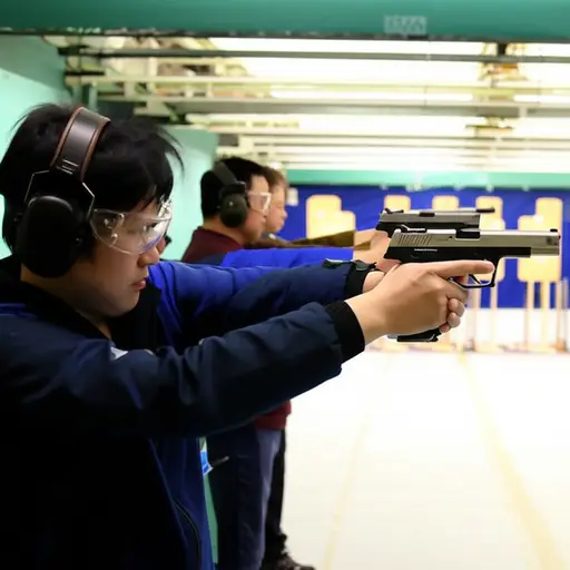 我们周末去射击场练习打靶。