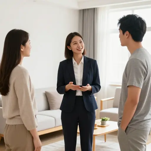 房地产经纪人向潜在买家展示了房子。
