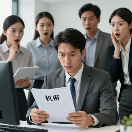 他们发现他在看一份机密文件。