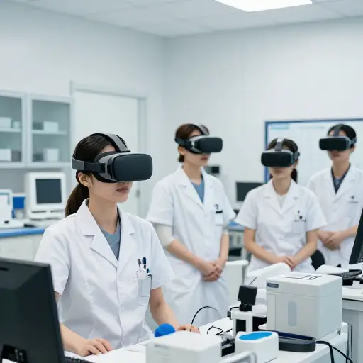 医学院使用虚拟现实模拟进行外科培训。