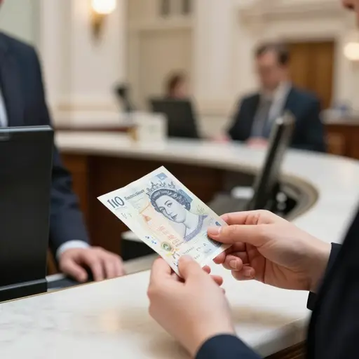 我需要从银行取一张十英镑的纸币。