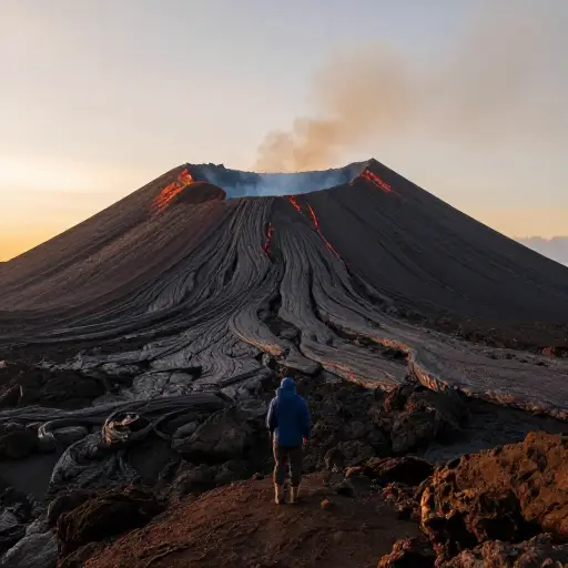 火山被一层厚厚的岩石覆盖着。