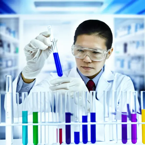 科学家在实验室里仔细观察化学反应的过程。