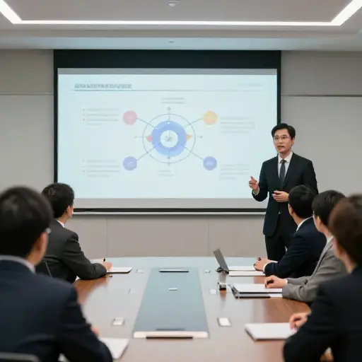 在演讲中，经理简要描述了公司未来的战略。