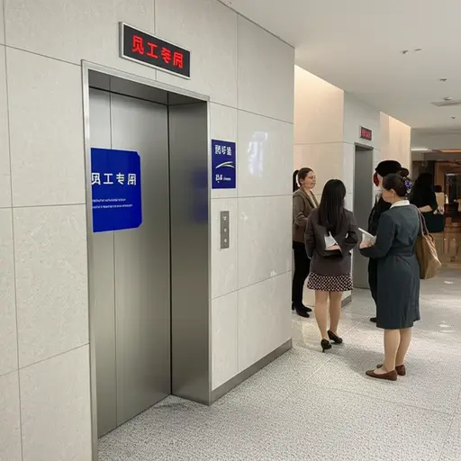 这栋大楼的内部电梯仅供员工使用。
