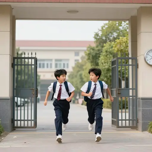 我们上学要迟到了。