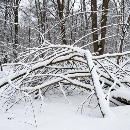 雪的重量折断了树的枝条。