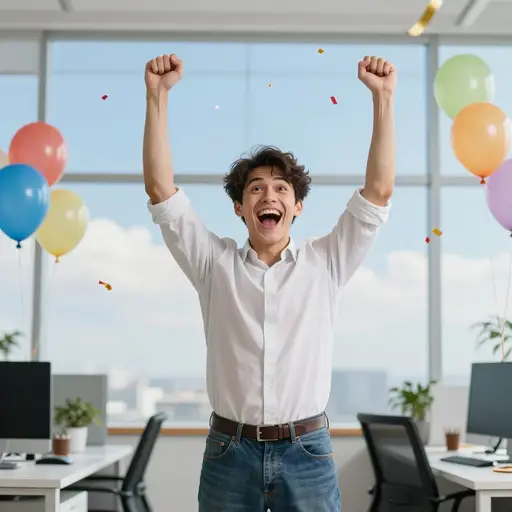 听说我得到了那份工作后，我欣喜若狂！
