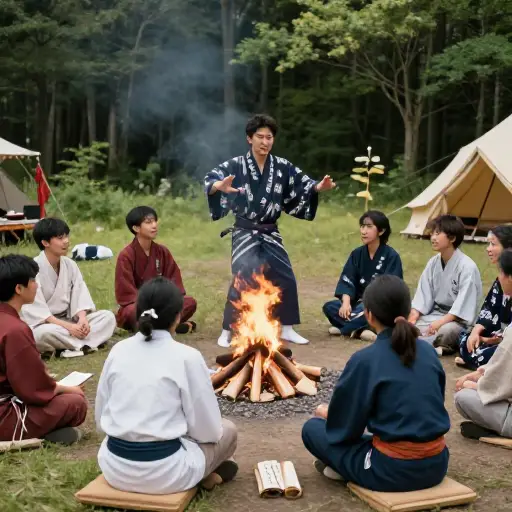 理想情况下，通过这个营地，我想教他们日本歌曲和舞蹈，我也想想了解他们的文化。