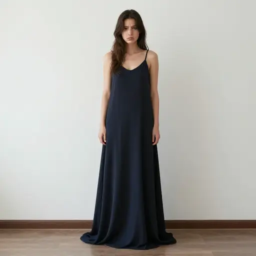 她穿了一件长得不舒服的裙子。