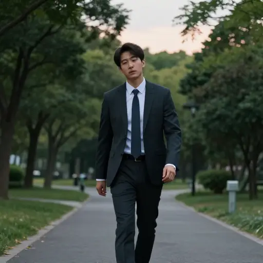 压力大的会议后，我去快步走以发泄情绪。
