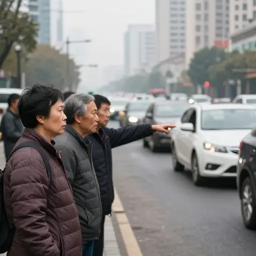 我听到老年人对城市交通和污染的抱怨。