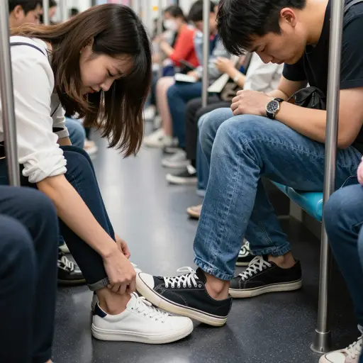 他踩了我的脚。