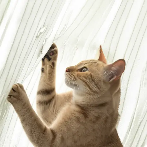 那只猫不停地用爪子抓窗帘，简直是在折磨我。