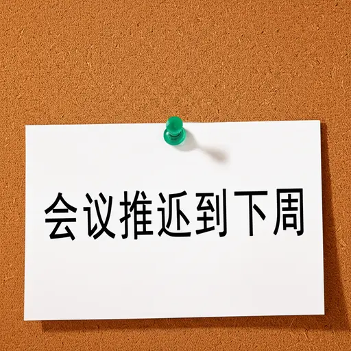 通知上写着'会议推迟到下周'。