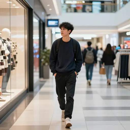 他一下午都在商场里闲逛，什么也没买。