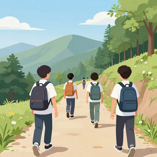 上周末我们去徒步了。