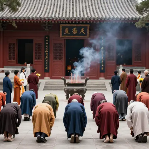 许多信徒前来这座寺庙朝拜圣人的遗物。