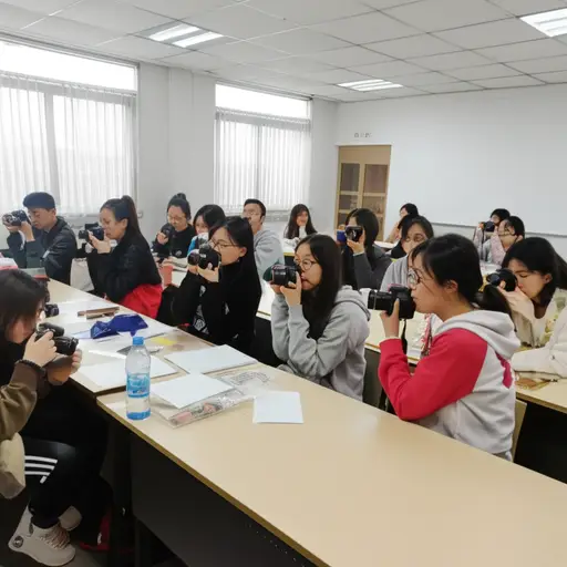 我们在学校学习摄影。