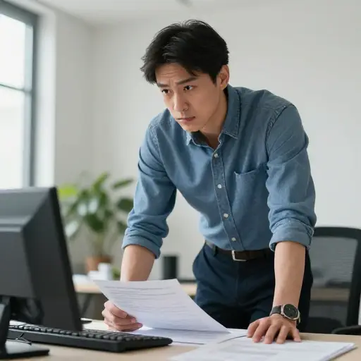 他偷偷瞥了一眼她桌上的机密文件。